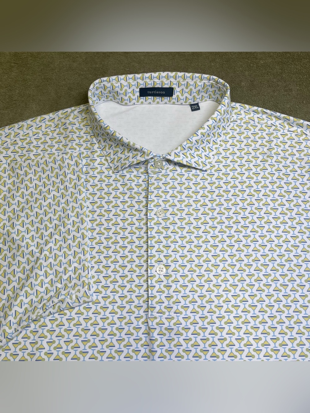 Turtleson 2XL Mens Golf Polo Shirt Cocktail Martini Glass Stretch Performance